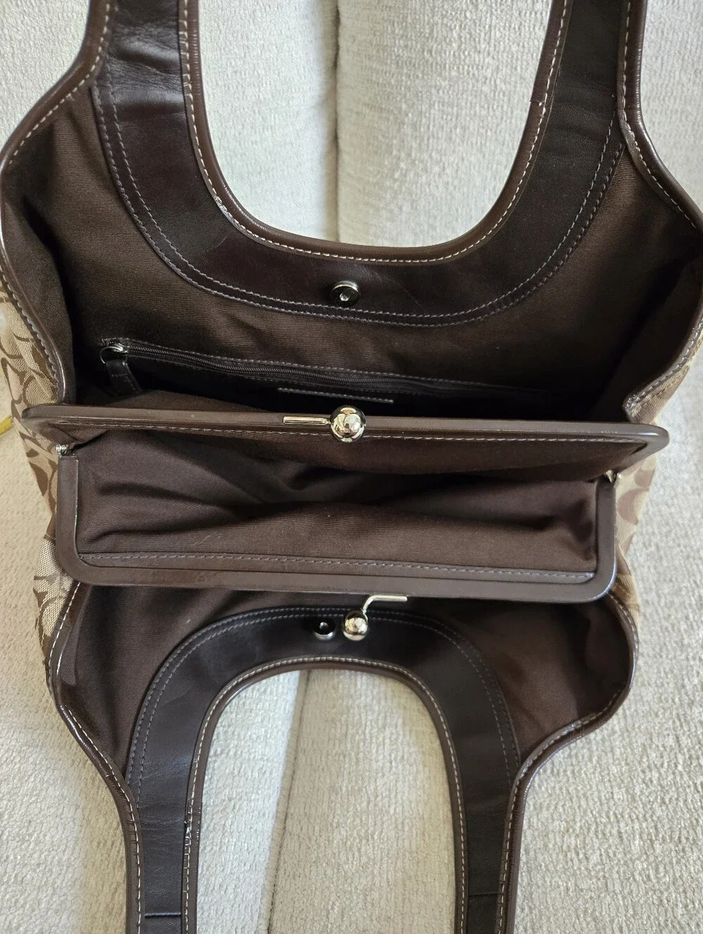Coach Ergo Signature Pleated Frame Kisslock Handbag EUC